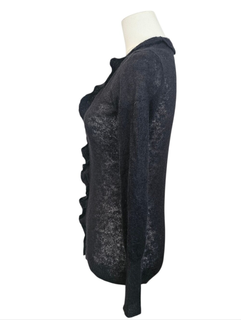 J.Crew Lightweight mohair blend Ruffle button-up cardigan sweater S - Picture 2 of 6